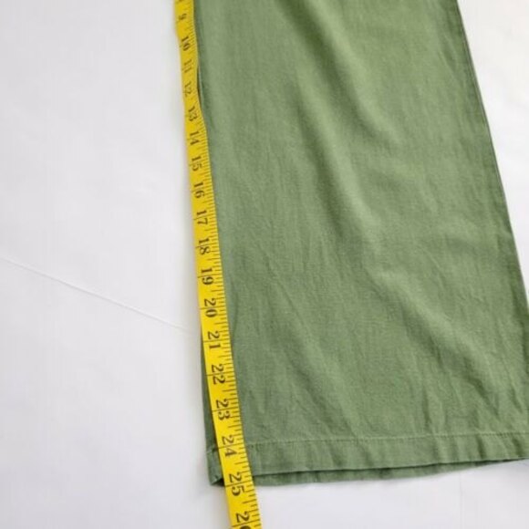 LOVE TREE Wide Leg Green Linen Pants Size Small high-rise belted Straight Pants - Picture 8 of 11